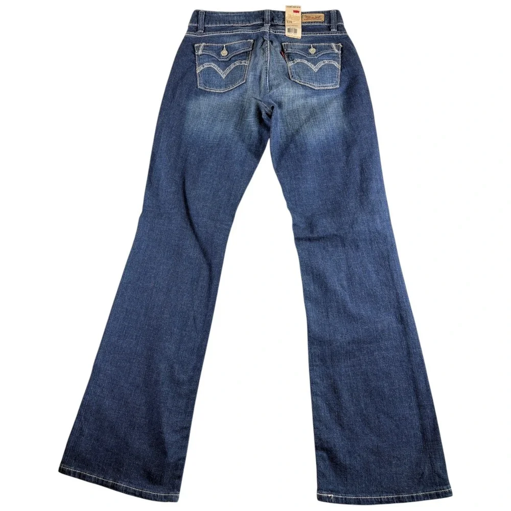 Levis 529 Curvy‎ Bootcut Jeans Womens 8/29 Blue Whiskering Denim Medium Wash